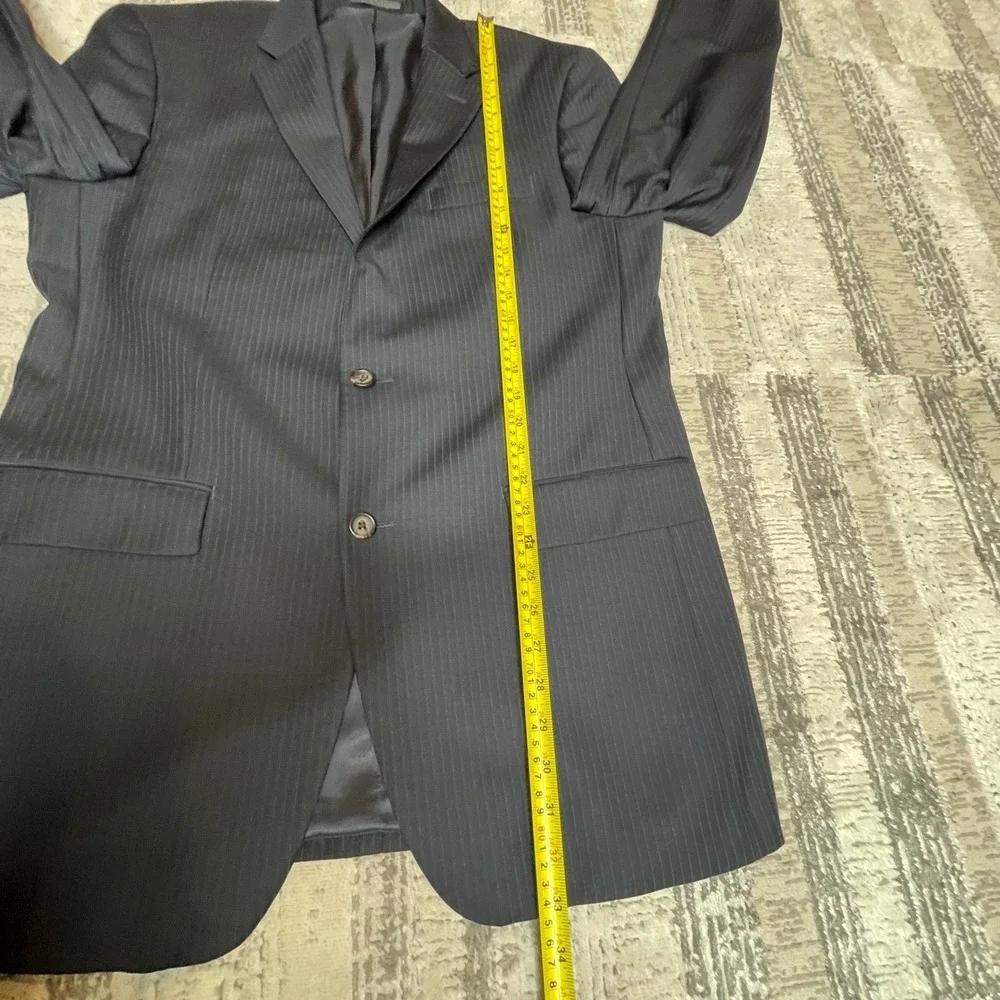 Lauren Ralph Lauren Mens 42L‎ Navy Blue Pinstripe Wool 2-Button Blazer Jacket